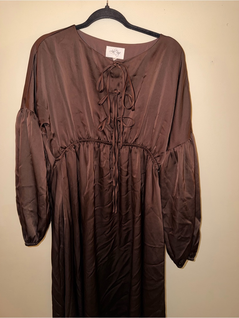 Ada Faye Clothing Bexley Brown Long Sleeve Maxi Dress size 2XL elastic Waist-G - Picture 5 of 8